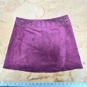 NWT Burgundy BCBG Faux Wrap Skirt with Eyelet Waistband